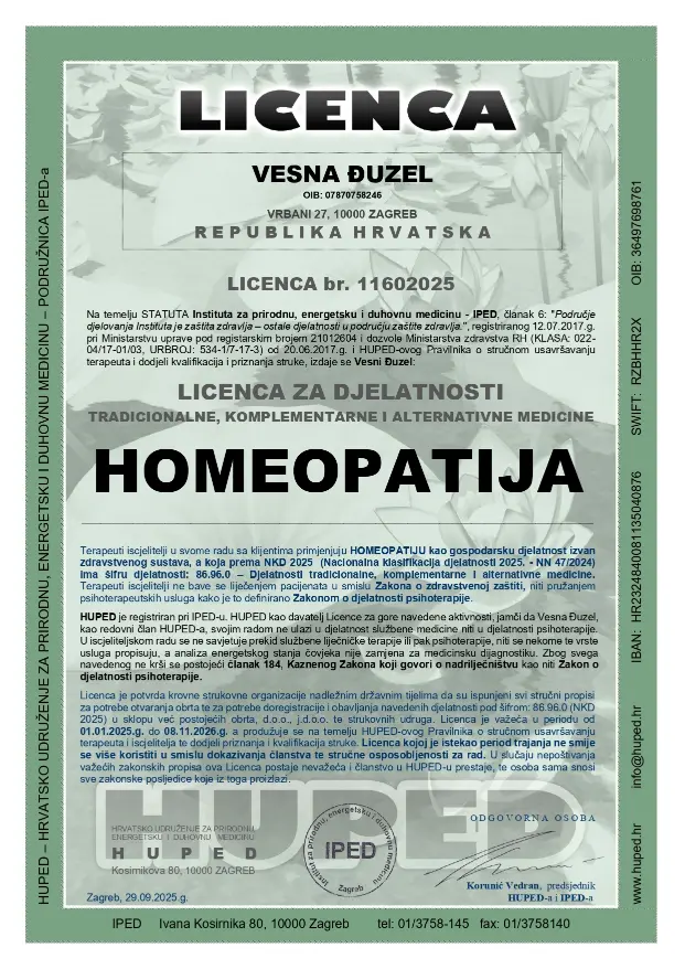 homeopatija licenca